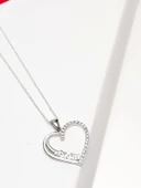 925 Ayar Gümüş Zirkon Taşlı Kalp Aşkım Yazılı Kadın kolye thumbnail 3
