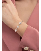 925 Ayar Gümüş Special Luxury Pearl Kadın Asansör Kilitli Bileklik - 3