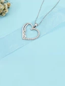 925 Ayar Gümüş Zirkon Taşlı Kalp Aşkım Yazılı Kadın kolye thumbnail 2