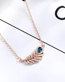 Aquamarin Taşı Lusso Yaprak Model Rose Diamond Kadın Gümüş Kolye - 2