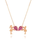 Kalp Tutan Aşıklar Kolyesi Kadın Gümüş Kolye thumbnail 1