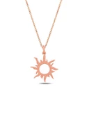 Güneş Figürlü Rose Renk Kadın Gümüş Kolye thumbnail 1