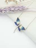 Yusufçuk Kolye 925 Ayar Gümüş Mavi Taşlı  Kadın Kolye thumbnail 2