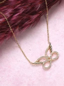 Gümüş Melek Kanatlı Sonsuzluk Kadın Kolye Altın Kaplama thumbnail 2