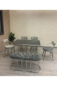 By Orhan Güzel Mutfak Masası Takımı, Salon Masa Takımı,6 Kişilik Mutfak Masısı Takımı Gümüş Benchli Masa Takımı thumbnail 3