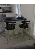 By Orhan Güzel Bar Sandalyesi , Ada Mutfak Sandalyesi , Bar Taburesi , Yüksek GOLD SİYAH thumbnail 6