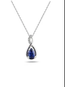 Gümüş Su Damlası Pırlanta Model Safir Zirkon Taşlı Gümüş Kolye thumbnail 1