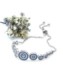 Nazar Boncuklu Asansör Kilitli Kadın Gümüş Bileklik thumbnail 2