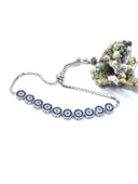 Nazar Boncuklu Asansör Kilitli Kadın Gümüş Bileklik thumbnail 2