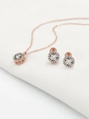 Gümüş Elmas Montür Set Baget Kadın Gümüş Kolye Küpe Set - 2