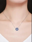 Zarif Model 5 Sıra Nazar Boncuk Kadın Gümüş Kolye thumbnail 2