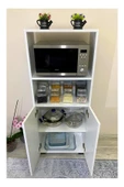 IRMAK MOBİLYA Cok Amacli Dolap Fırın Dolabı 2 Kapaklı Bölmeli Mikrodalga Fırın Dolabı Mini Fırın Mutfak Dolabı - 4