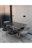 By Orhan Güzel Mutfak Masası Takımı, Salon Masa Takımı,6 Kişilik Mutfak Masısı Takımı Gümüş Benchli Masa Takımı thumbnail 2
