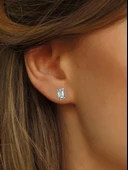 925 Ayar Baget Zirkon Taşlı Kadın Gümüş Küpe thumbnail 2