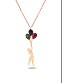 Rose Balonlu Kız Gümüş Kolye Uçan Balon Kız Kolye thumbnail 1