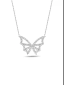 925 Ayar Zrkon Taşlı Kanatlı Kelebek Kadın Gümüş Kolye thumbnail 1