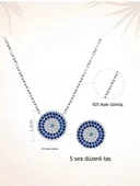 Zarif Model 5 Sıra Nazar Boncuk Kadın Gümüş Kolye thumbnail 3