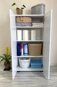 IRMAK MOBİLYA Çok Amaçlı Dolap Banyo Dolap 2 Kapaklı 4 Gözlü Banyo Havlu Dolabı - 3