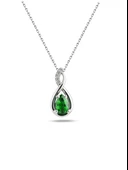 Gümüş Su Damlası Pırlanta Model Zümrüt Zirkon Taşlı Gümüş Kolye thumbnail 1