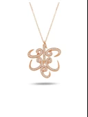 Gümüş Rose Renk Elif Vav Kadın Gümüş Kolye thumbnail 1