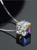 Gümüş Swarovski Taşlı Kadın Küp Gümüş Kolye thumbnail 3