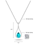 Pırlanta Model Aquamarin Taşlı Damla Kadın Gümüş Kolye thumbnail 3