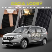 Dacia Lodgy Siyah Renk Tay Tüyü Cepli & Terletmez Sırtlı Oto Koltuk Minder Seti - Koltuk Koruma Kılıfı (ÖN & ARKA TAM SET) - 1