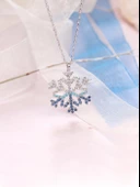 Kar Tanesi Firuze Taşlı Mavi Geçişli Kadın Gümüş Kolye thumbnail 2