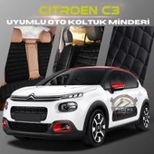 Citroen C3 Siyah Renk Tay Tüyü Cepli & Terletmez Sırtlı Oto Koltuk Minder Seti - Koltuk Koruma Kılıfı (ÖN & ARKA TAM SET) - 1