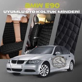 Bmw E90 Siyah Renk Tay Tüyü Cepli & Terletmez Sırtlı Oto Koltuk Minder Seti - Koltuk Koruma Kılıfı (ÖN & ARKA TAM SET) - 1