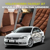 Volksvogen Passat B7 Kahverengi Renk Tay Tüyü Cepli & Terletmez Sırtlı Oto Koltuk Minder Seti - Koltuk Koruma Kılıfı (ÖN & ARKA TAM SET) - 1