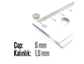 Neodyum Mıknatıs Silindir Çap 5mm , Kalınlık 1.5mm   ( 20 Adet) - 2