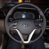 DİKİŞLİ DİREKSİYON KILIFI SİYAH DERİ KARBON DERİ SİYAH DİKİŞLİ HYUNDAI TUCSON İÇİN - 1