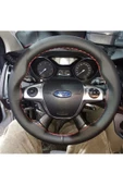 DİKİŞLİ DİREKSİYON KILIFI SİYAH DERİ KIRMIZI DİKİŞLİ FORD FOCUS thumbnail 1