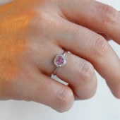Kalp Pandora Pembe Taşlı 925 Ayar Gümüş Yüzük - 6