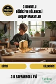 Yeni Sezon Eğitici Öğretici 3 Boyut Ahşap Zeka Geliştirici Boyanabilir Oyun Maket Safranbolu Evi - 1