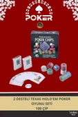Lüks Texas Holdem Metal Poker Blackjack Seti 100 Çip 2 Deste Casino Poker Oyunu Seti - 1