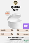 Yüksek Kalite Uzun Ömürlü Plastik Hijyenik Tat I?çermez Protez Diş Saklama Kutusu Geniş Boy 4 Adet - 1
