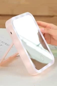 Ithink SHETHINK DOKUNMATİK LED IŞIKLI DİKDÖRTGEN PEMBE MAKYAJ AYNASI MU40 thumbnail 2