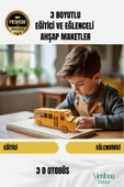 Yeni Sezon Eğitici Öğretici 3 Boyut Ahşap Puzzle Zeka Geliştirici Boyanabilir Oyun Maket Otobüs - 1