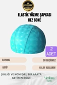 Premium Seri Su Geçirmez Bez Bone Havuz ve Deniz İçin İdeal Elastik Yüzme Şapkası Çift Paket - 1