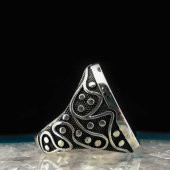 Düz Büyük Oval Tasarımlı 925 Ayar Gümüş Yüzük thumbnail 3