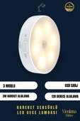 Premium Üretim 3 Mod Beyaz Işık Hareket Sensörlü 8 Ledli Usb Pratik Şarjlı Gece Lambası - 1