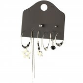 KL- SEKİZLİ KOMBİN YILDIZ FİL OBJE SİLVER RENK KÜPE - 1