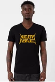 Nuclear Assault Lettern Siyah Erkek V yaka Tshirt - 1