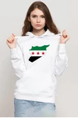 Suriye Yeni Bayrak Beyaz Kadın 3ip Kapşonlu Sweatshirt thumbnail 1
