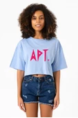 Blackpink Apt Bebe Mavi Kadın Crop Tshirt - 1