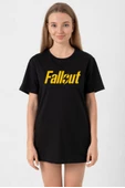 Fallout Lettern Siyah Kadın Oversize Tshirt - 1