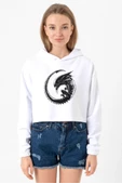 Allien Xenomorph Beyaz Optik Kadın Crop Kapşonlu thumbnail 1