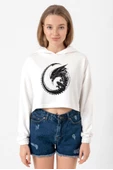 Allien Xenomorph Ekru Kadın Crop Kapşonlu thumbnail 1